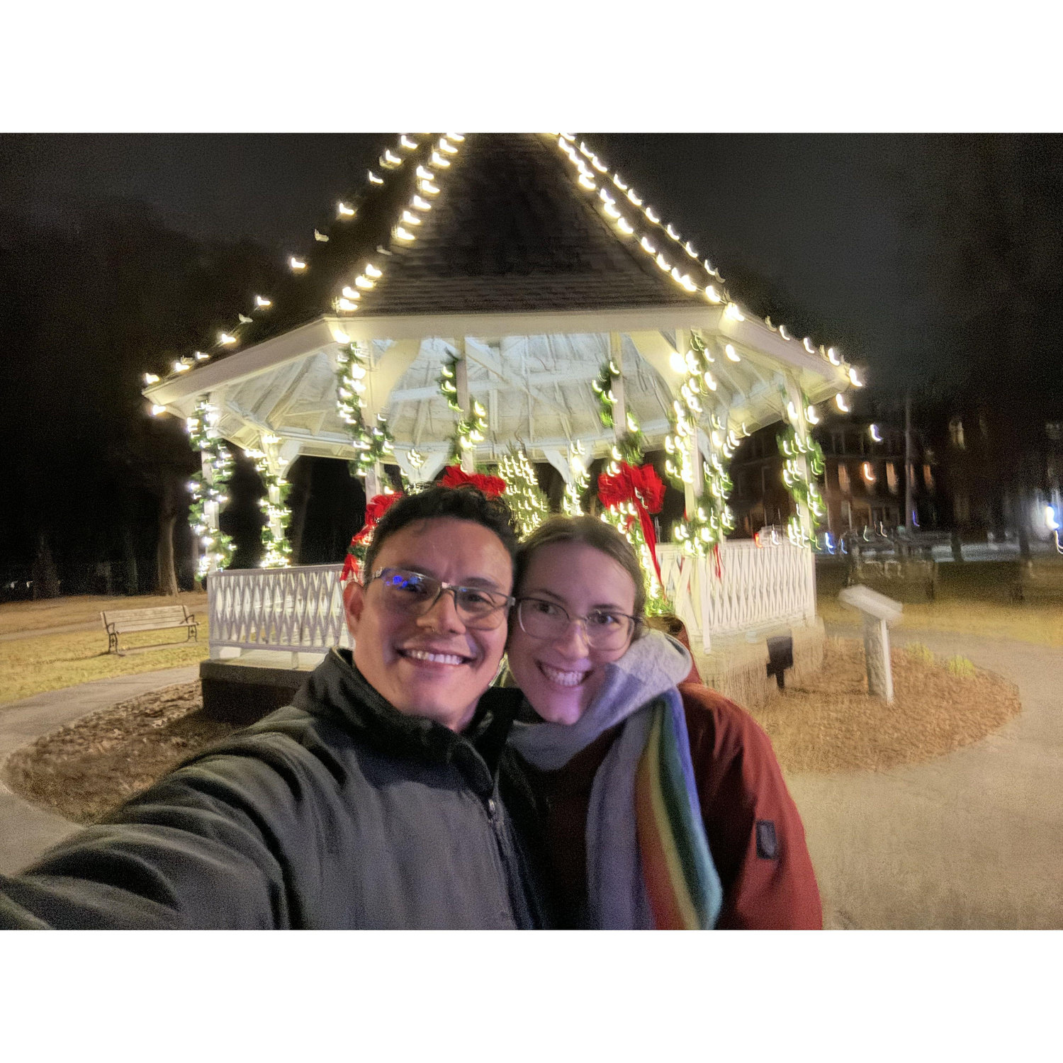 Visiting the park where we would get married the following weekend
