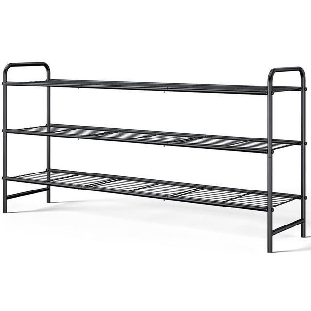 Kitsure Shoe Rack - Stainless Steel Shoe Organizer, Sturdy Shoe Rack for Closet and Front Door Entrance, Free Standing Shoe Shelf, Closet Organizers and Storage, 37.3" Wide - 3 Tier, Black