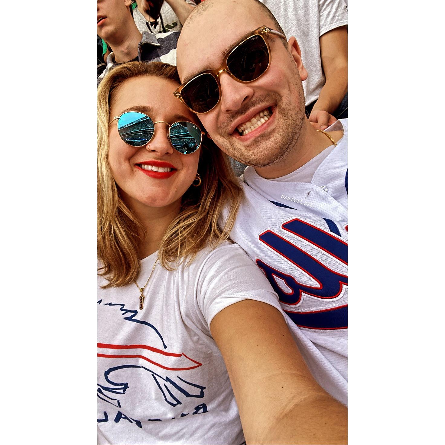 Larysa forcing Michael to be a part-time Bills fan.