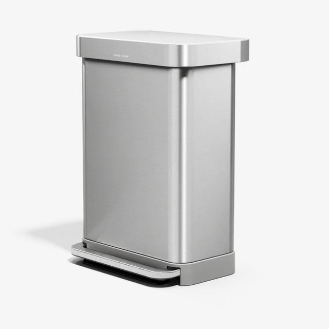 55L Rectangular Step Can with Liner Pocket, Brushed - Simplehuman