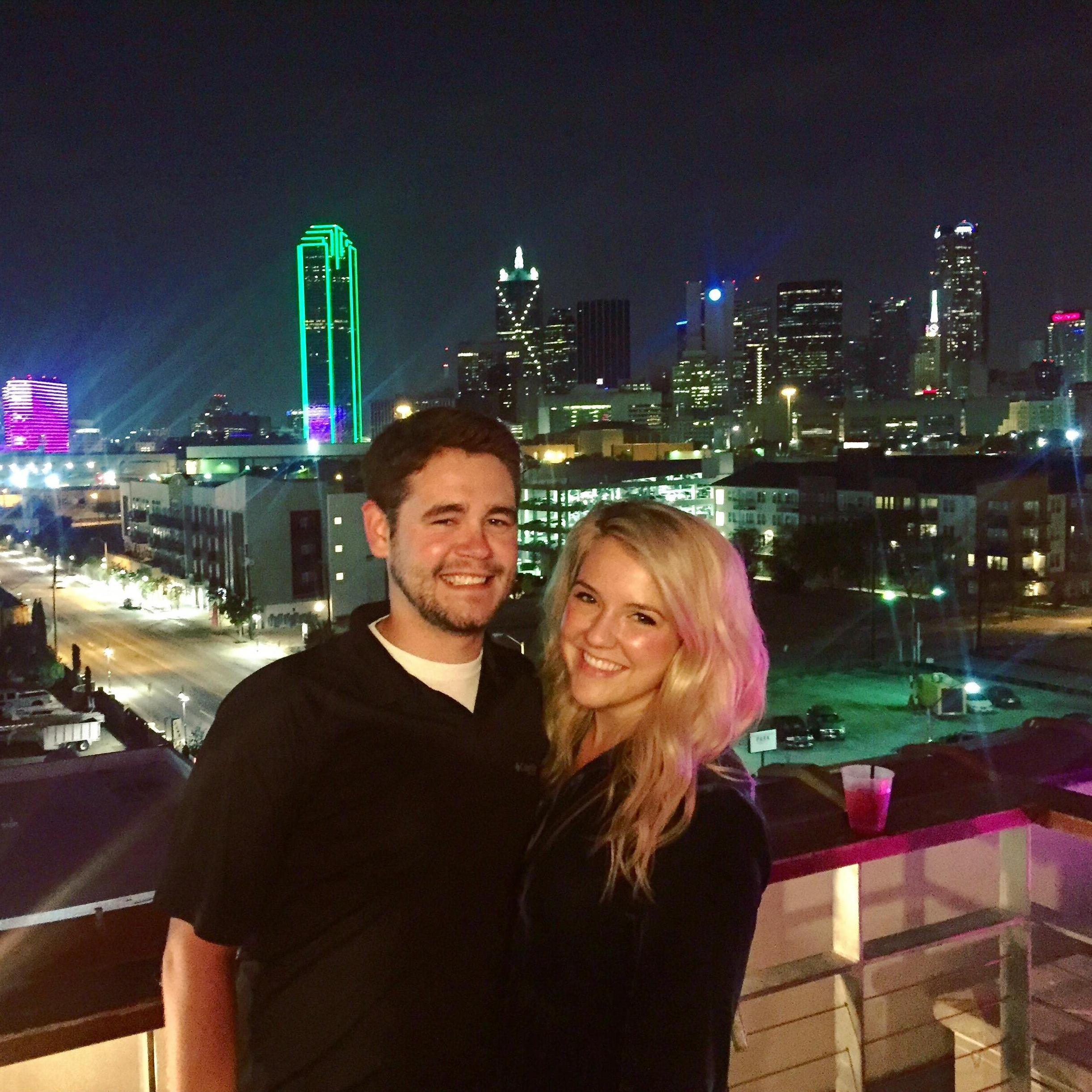 With the Dallas skyline on our 1 year anniversary