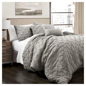 Gray Ravello Pintuck Comforter Set 5pc (King) - Lush Decor®
