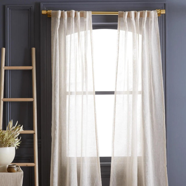 European Linen Sheer Curtain Set