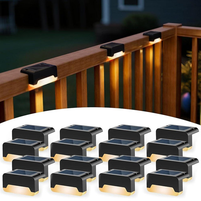 SOLPEX Solar Deck Lights, Solar Step Lights for Outside Waterproof Led Stair Light for Outdoor Fence, Balcony, Patio, Railing, Front Porch, Yard and Pathway(16pack Warm White)