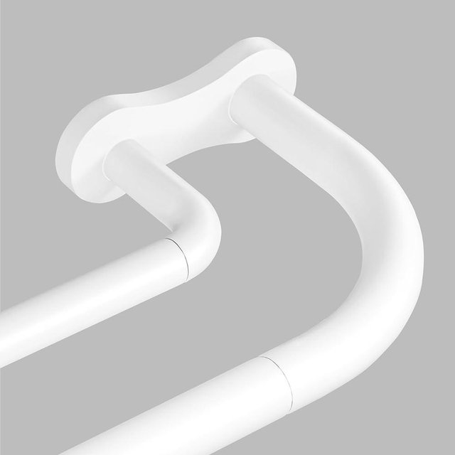 Wolistsa White Long Double Curtain Rod, Wrap Around Blackout Dual Curtain Rods for Windows 84 to 120 inch, Adjustable Heavy Duty Curved Spliced Room Darkening Double Rods, All Metal, Aluminium Bracket