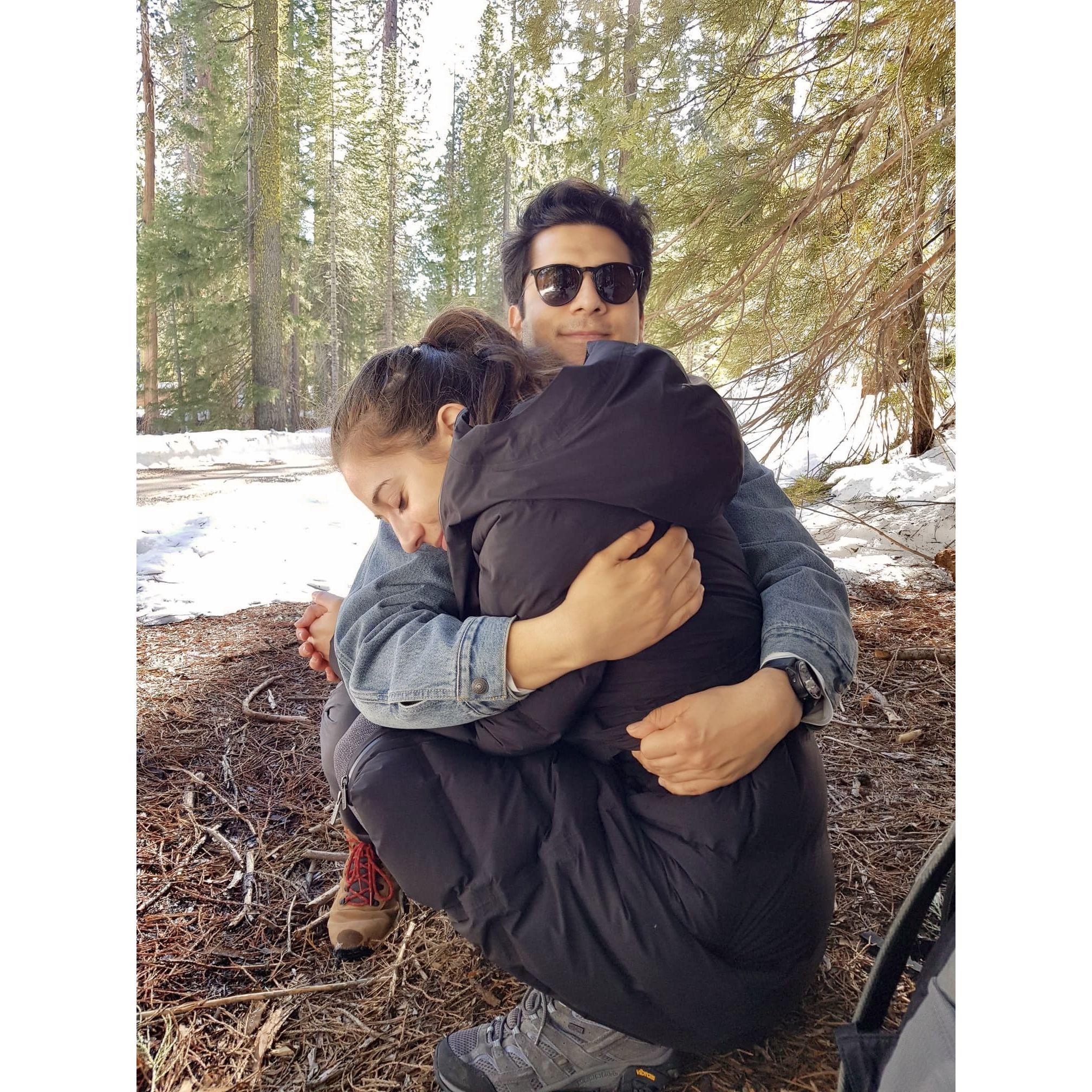 Yosemite, 2022 - taking a lil' hike hug break.