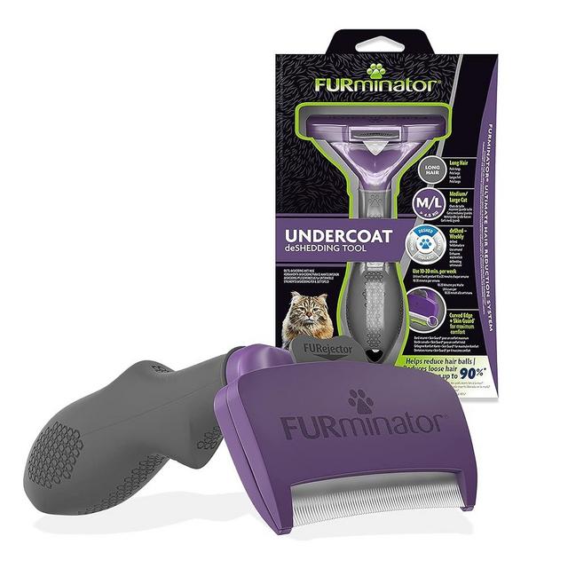 FURminator Undercoat Deshedding Tool for Medium/Large Long Hair Cat, M