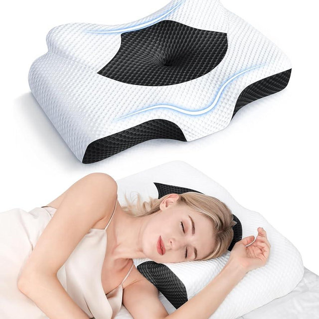 Osteo Cervical Pillow for Neck Pain Relief, Hollow Design Odorless Memory Foam Pillows with Cooling Case, Adjustable Orthopedic Bed Pillow for Sleeping, Support for Side Back Stomach Sleepers