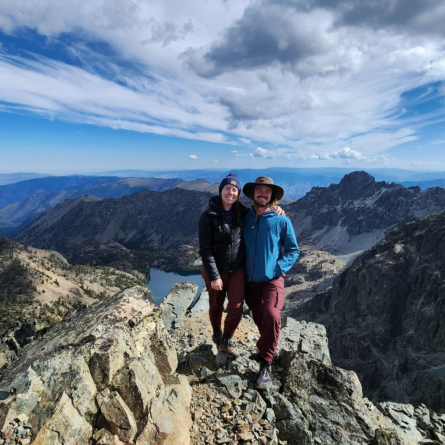This was at the summit of HeDevil, the tallest peak in the 7 Devils range in Idaho. We summitted this peak together on the morning of September 9, 2023.