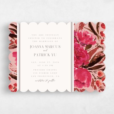 Orange Scalloped Wedding Invitation - Waverly Landscape