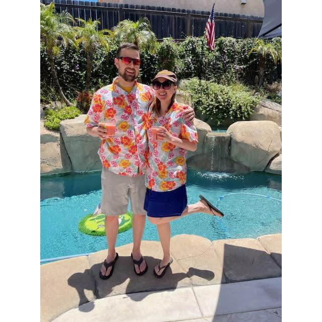 Matching Padres Hawaiian shirts