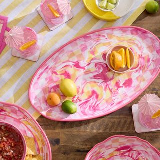 Check Melamine Oval Platter