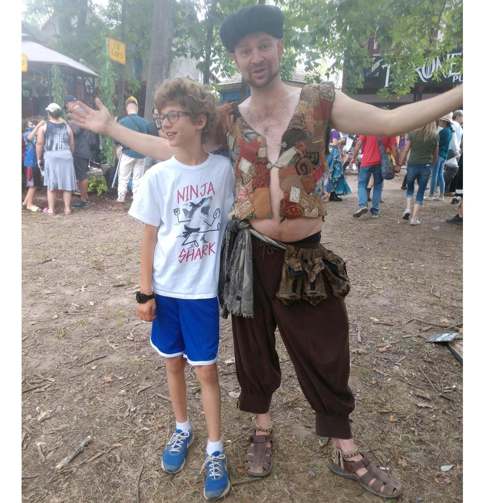 Wesley and Flek - performer at Renaissance Fair who Wesley helped. Flek was so impressed he gave Wesley a bag of goodies! September 4, 2021