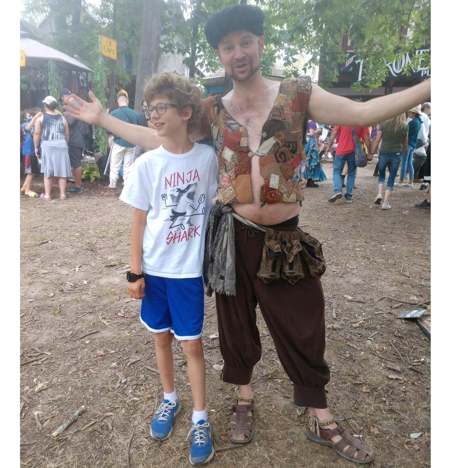 Wesley and Flek - performer at Renaissance Fair who Wesley helped. Flek was so impressed he gave Wesley a bag of goodies! September 4, 2021