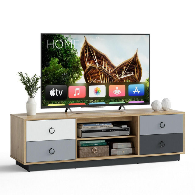 Costway 55'' TV Stand Entertainment Media Center w/ Storage Cabinets Adjustable Shelves