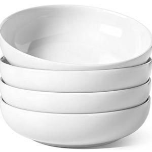 LE TAUCI Pasta Bowls 45 oz, Salad Bowls Set for Serving Soup, Pasta, Noodle, Dinner, Large Kitchen Bowl Plates, Microwave Safe - 8.5 Inch, Set of 4, White