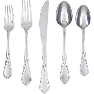 Cambridge Silversmiths Heather Sand 20-Piece Flatware Silverware Set, Stainless Steel, Service for 4, Includes Forks/Spoons/Knives