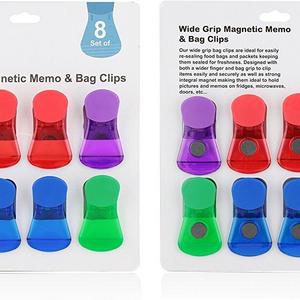 VIP Home Essentials - Wide Finger Grip With Comfort Cover - Versatile All-Purpose Food Bag & Fridge Magnet Clips - Set of 8