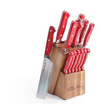 The Pioneer Woman Cowboy Rustic Cutlery Set, 14-Piece, Red