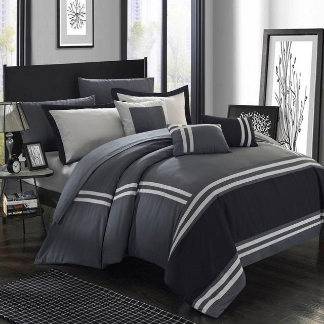 Chic Home Annabel 10-Piece King Comforter Set in Grey