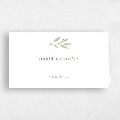 White Wedding Place Card - Oriana