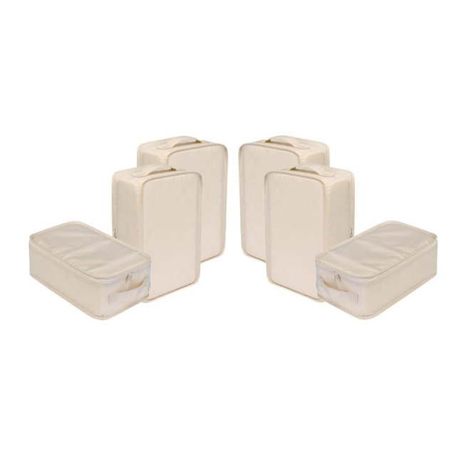 Travel Shoe Bags, Foldable Waterproof Shoe Pouches Organizer-Double Layer (6 Cream Shoe Bags)