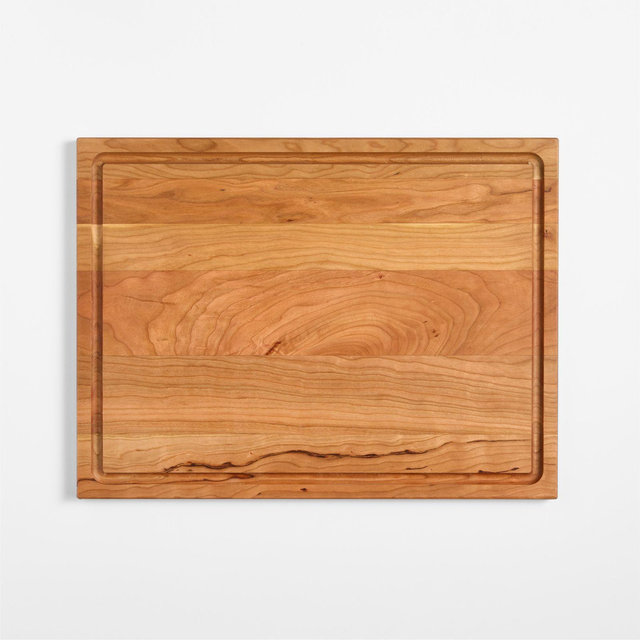 Crate & Barrel Reversible Cherry Wood Cutting Board 20"x15"x0.75"