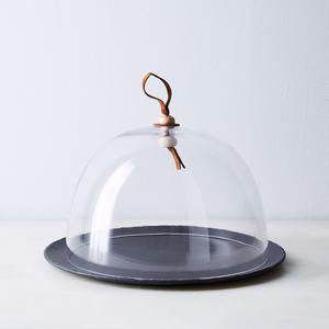 French Glass Cloche & Slate Set