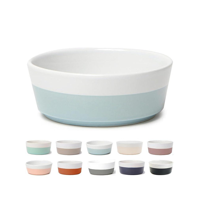 Waggo Dipper Ceramic Dog Bowl for Small and Large Breeds - Heavyweight and Durable Pet Food and Water Dish Crock, Dishwasher Safe, Modern (Medium, Cloud)