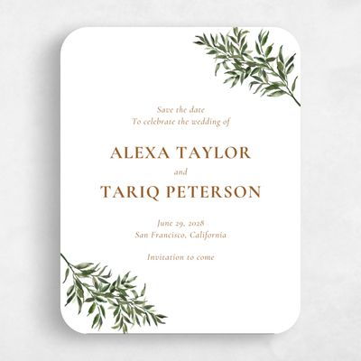 White Rounded Wedding Save the Date - Keely Portrait