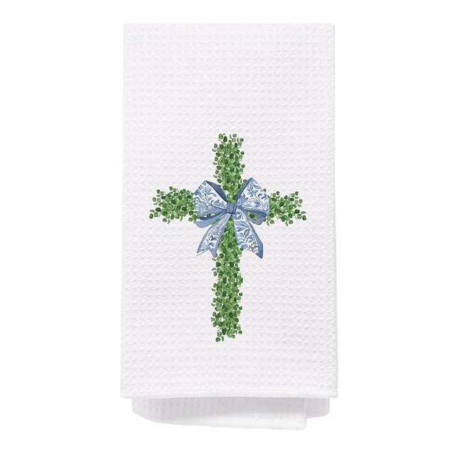 SPBL&L Grandmillennial Home Decor,Chinoiserie Christian Kitchen Towels, Preppy Blue Bow Hand Dish Towels for Bathroom Decor, 16x24 Inch
