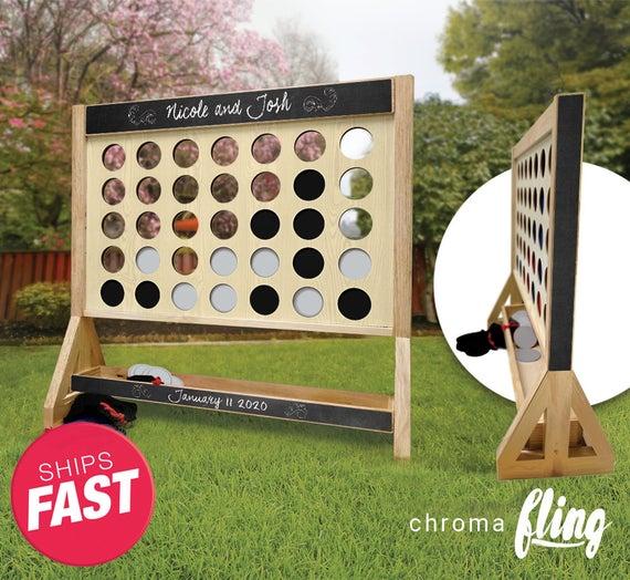 Chalkboard Wedding Personalized Giant Fast Four Game with Travel Bag - Giant Connect 4 - Outdoor Lawn Game Jumbo Connect Four big connect 4