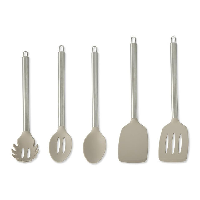 Core Kitchen 5-Piece Silicone & Stainless Steel Utensil Set – Heat-Resistant, BPA-Free Kitchen Tools – Moonstone