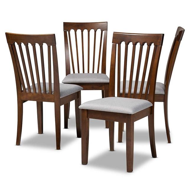 Baxton Studio Minette Dining Chair and Dining Chair Grey Fabric Upholstered Walnut Brown Finished Wood Dining Chair Set