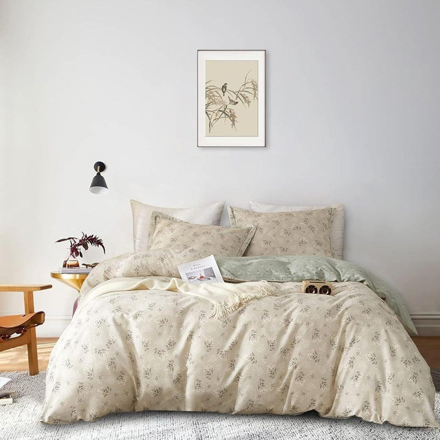 Boho Floral Duvet Cover King Soft Cotton Floral Aesthetic Bedding Set Vintage Garden Floral Comforter Cover 1 King Duvet Cover with 2 Pillowcases Chic Floral Botanical Duvet Cover with Zipper Closure