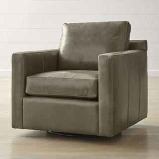 Barrett Leather Track Arm Swivel Chair