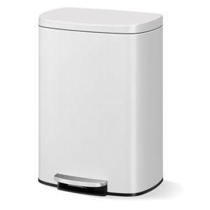 Garvee 13 gal / 50 L Metal Kitchen Trash Can with Lid, Large Rustproof Garbage Can for Kitchen, Step-on Trash Bin with Inner Bucket, Rear Handle, Soft Close Lid, White