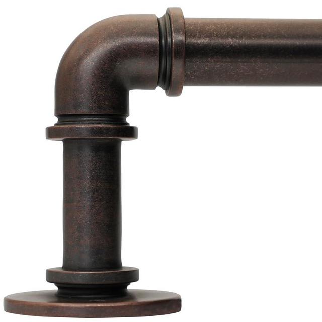 WORLD RODS Industrial Curtain Rods for Windows 18 to 120 Inch, 1 Inch Blackout Wrap Around Curtain Rod Adjustable Farmhouse Curtain Rods Heavy Duty Pipe Curtain Rod for Living Room, Antique Red Bronze