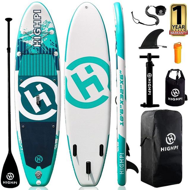 Highpi Inflatable Stand Up Paddle Board 10'6''/11' Premium SUP W Accessories & Backpack, Wide Stance, Surf Control, Non-Slip Deck, Leash, Paddle and Pump, Standing Boat for Youth & Adult