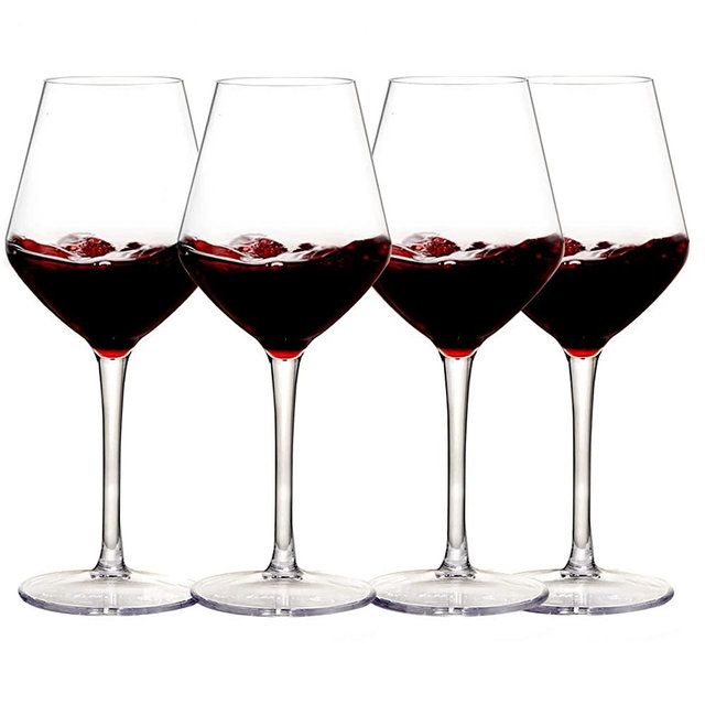 Ciaell 4 Pack Wine Plastic Glasses - 15OZ Unbreakable Wine Glasses Tritan Wine Glasses with Stem - Disposable Stemmed Wine Glasses Perfect for Parties & Weddings & Poolside