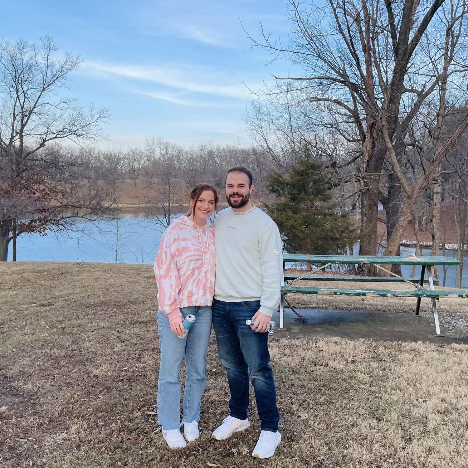 This is in Highland, Illinois where Clay's family is from (also taken when Ella came home from England over winter break). We had some drinks at the park where Clay's parent's got engaged!