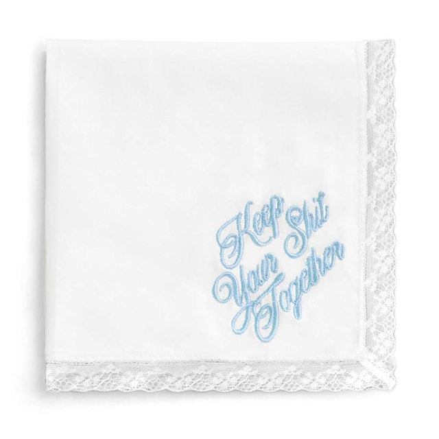 xo, Fetti Keep It Together Handkerchief | Bachelorette, Bridal Shower, Wedding, Something Blue, Embroidered Lace, Bride Gift