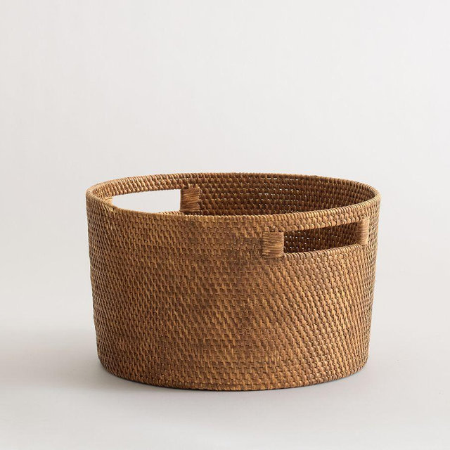 Tava Woven Basket, Large Round Utility - Honey