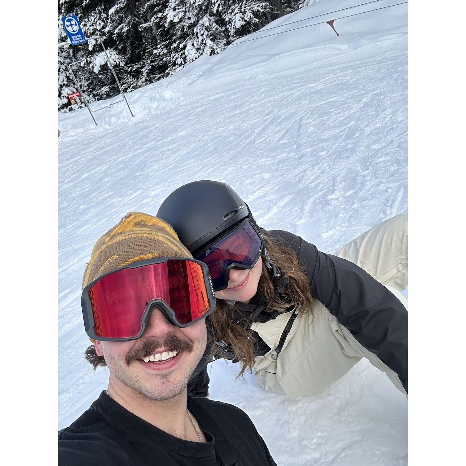 Amber's 1st time snowboarding and Sam was so patient and such a great teacher!!