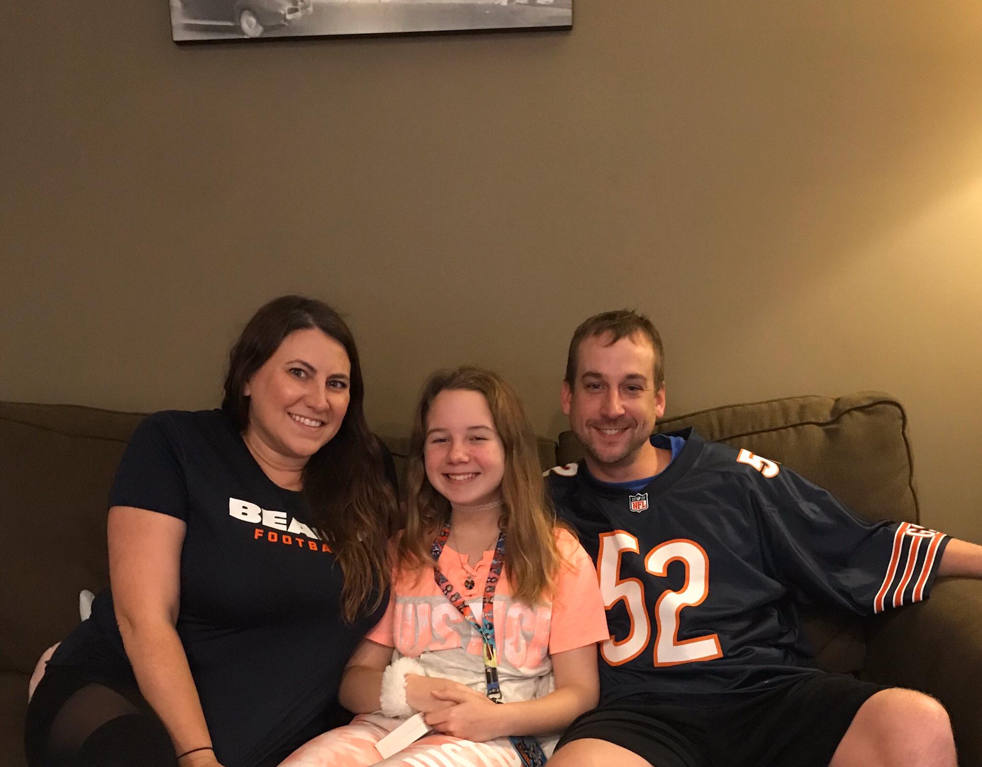 Kory, Julia, and I at her 12th birthday party in our apartment.