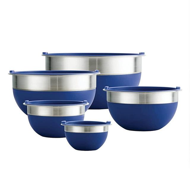 Tramontina 10 Pc Covered Stainless Steel and Silicone Mixing Bowl Set (Blue)
