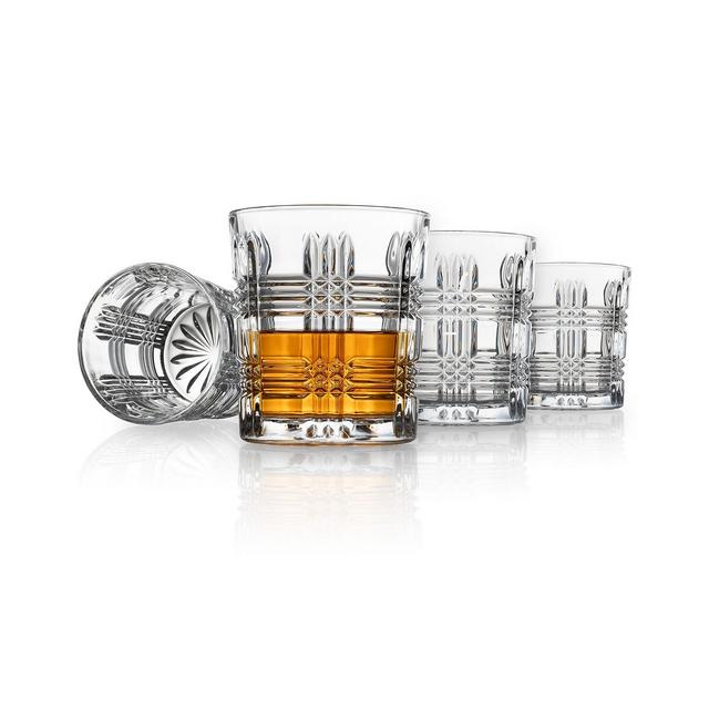 Godinger Tartan Plaid Design Double Old-Fashioned Glasses, Set of 4
