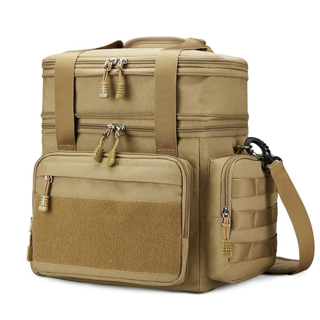 Gafetrey Large Tactical Lunch Box for Men, Insulated Lunch Bag Adult, Thermal Lunchbox Leakproof Waterproof Cooler Bag, Dual Compartment Lunch tote, Large Lunch Pail for Work Office Camping 24L