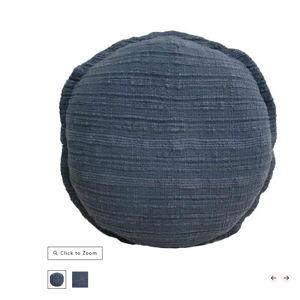 Blue Striped Slub Round Throw Pillow, 16"