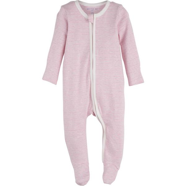 Devon Zip Footie, Pink Stripe 3-6 months